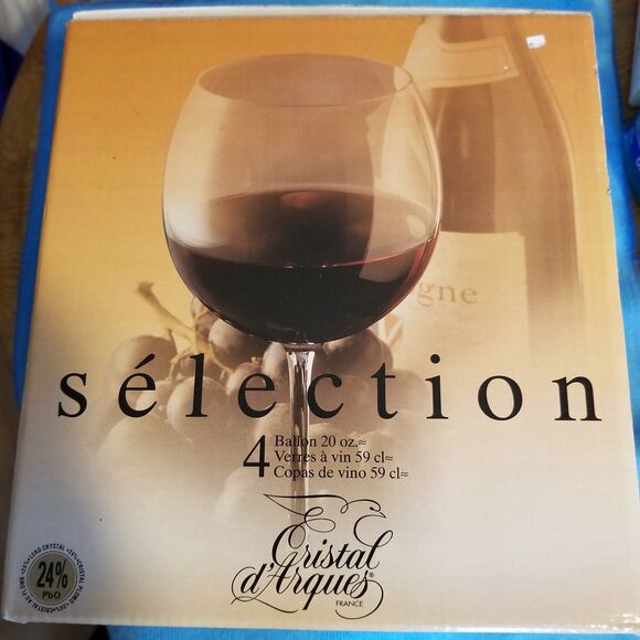 Cristal d’Arques French Crystal 20oz Balloon wine glass set of 4-20 oz each - Picture 2 of 9